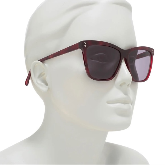 STELLA MCCARTNEY Avana Sunglasses Square Red Frame Grey Lenses NWT - Picture 2 of 9